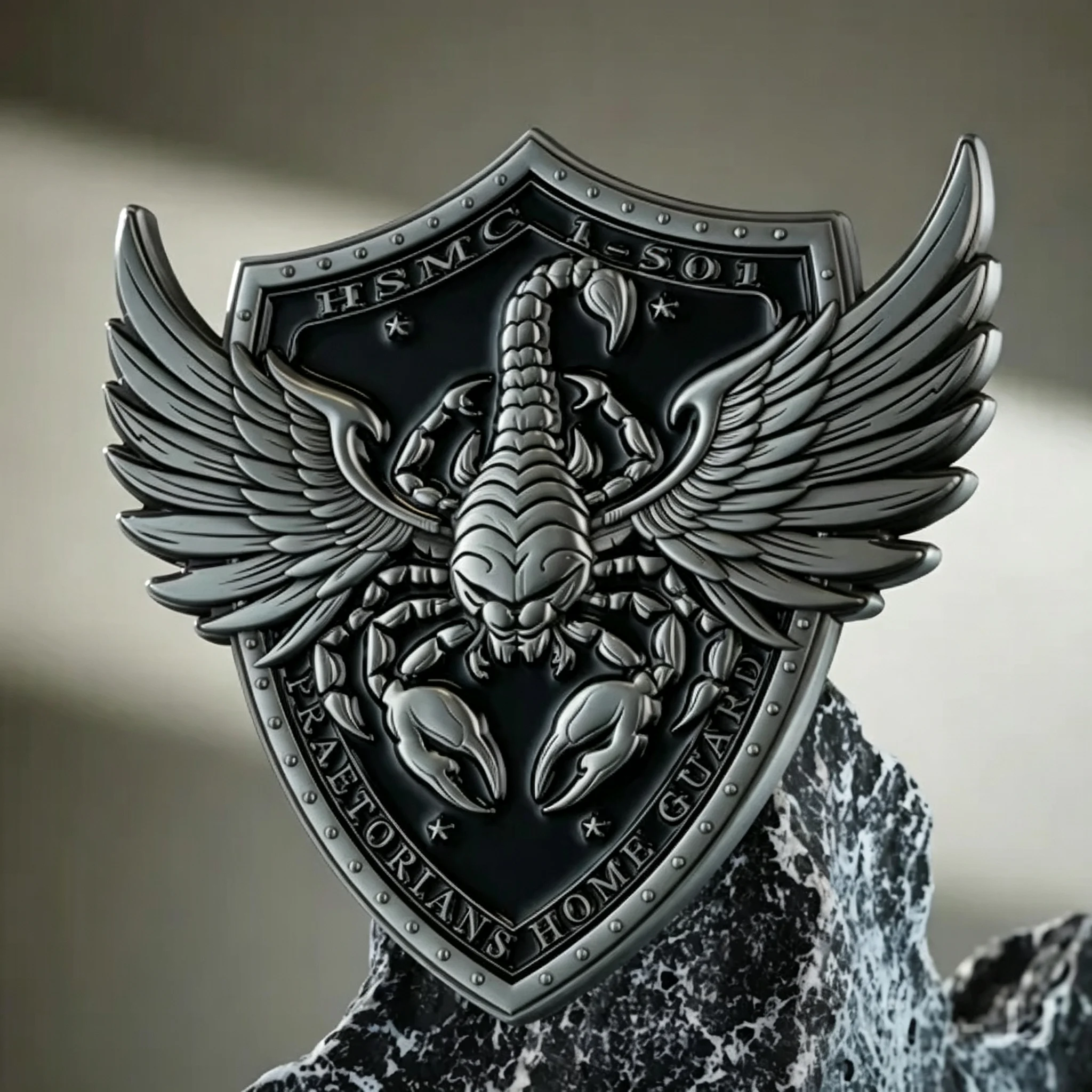 HSMC Praetorians Home Guard winged scorpion shield coin