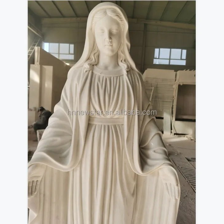Outdoor Religious Natural White Marble Our Lady of Grace Statue ...