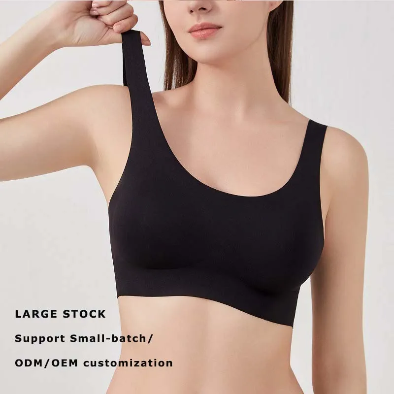 Women's Daily Wear Seamless Sleep Bra Customized Logo Soft Support Thin Spandex Elastic Fabric U Back tank top vest bra