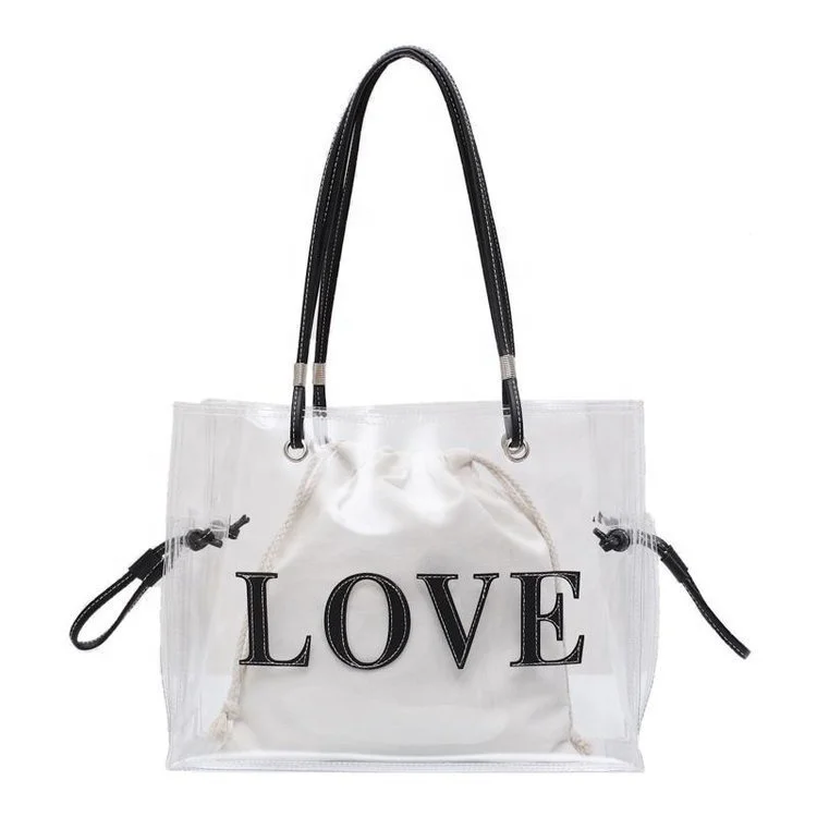 Wholesale 2-pack Large PVC Clear Womens' Tote Bags Clutch Weekender  Shoulder Handbag Beach bags From m.