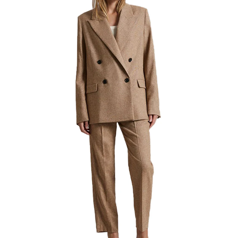 Custom New 2023 Ladies Outfit Brown Long Sleeves Elegant Luxury Tweed ...