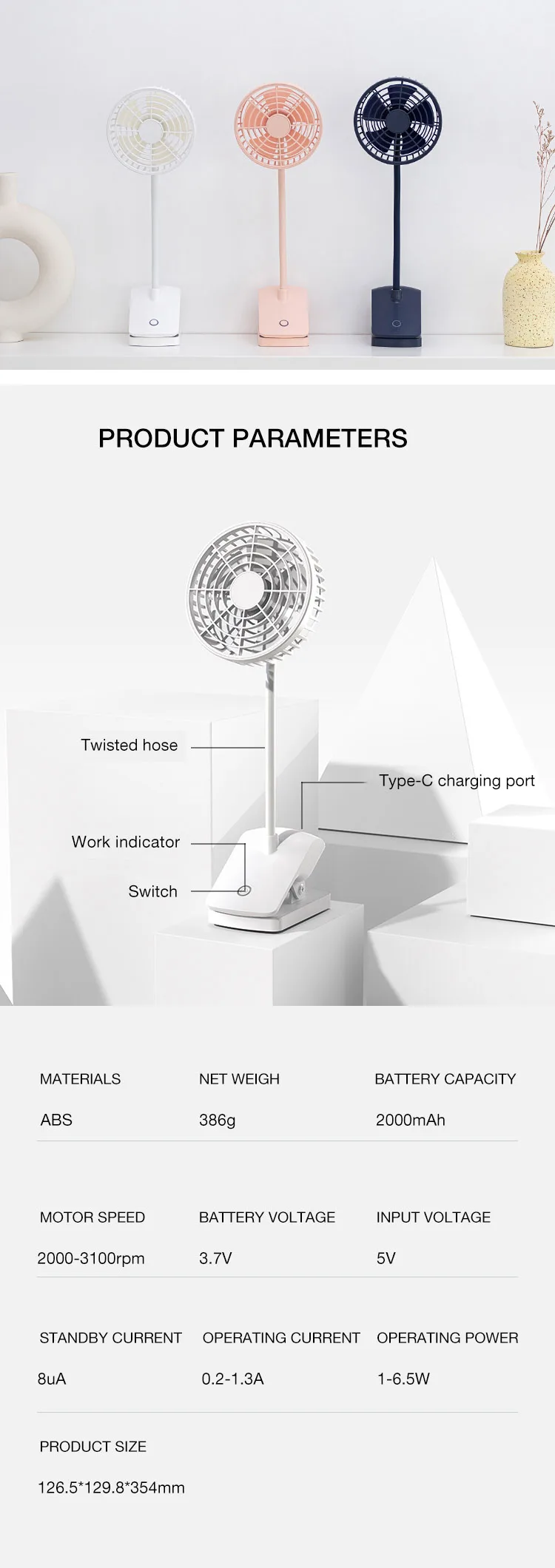 Fan, IMYCOO, 2000mAh, Portable, USB - detail 22
