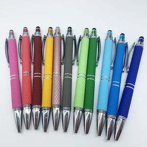 High Quality Promotion Business Color Rubber Coated Metal Ball Pen  with Custom logo Office Supplies Metal Pen with Touch Screen