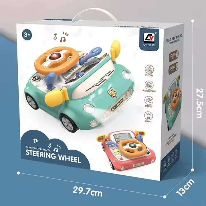Multi Function Functional Electric Traffic Steering Wheel Car Simulation Early Education Driving Baby Car Toy with Light Music