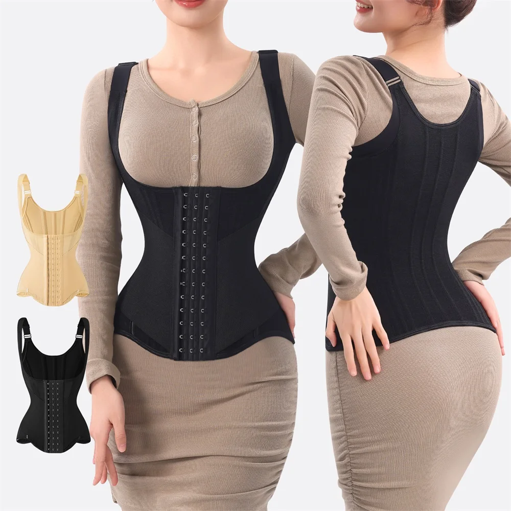 Women Full Body Double Belt Trimmer Wrap Girdle Corset Waist Trainer Shaper Tummy Control Shaperwear for Women