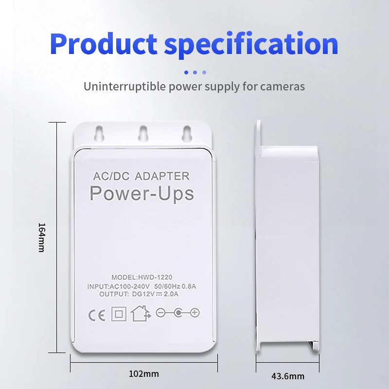 Mini 1200mAh UPS Uninterruptible Power Supply AC 100V/240V DC 12V 2A Output 24W for Wifi Router CCTV Camera Battery Replacement