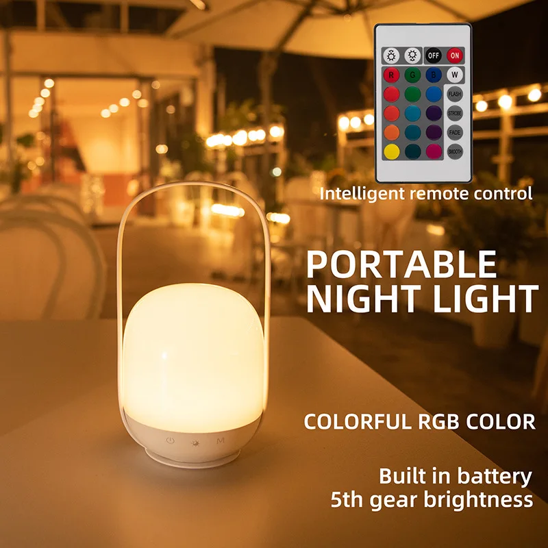 แบตเตอรี่พกพา ไฟ LED แสงแคมป์ 16 สีเปลี่ยน RGB ข้างบรรยากาศ โคมไฟโต๊ะกลางคืน