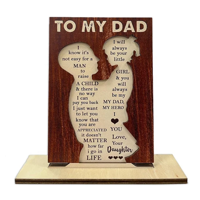 High Quality Custom Logo Wooden Crafts Carved Ornaments for Father's Day Home Decoration Packed in Stylish Bag