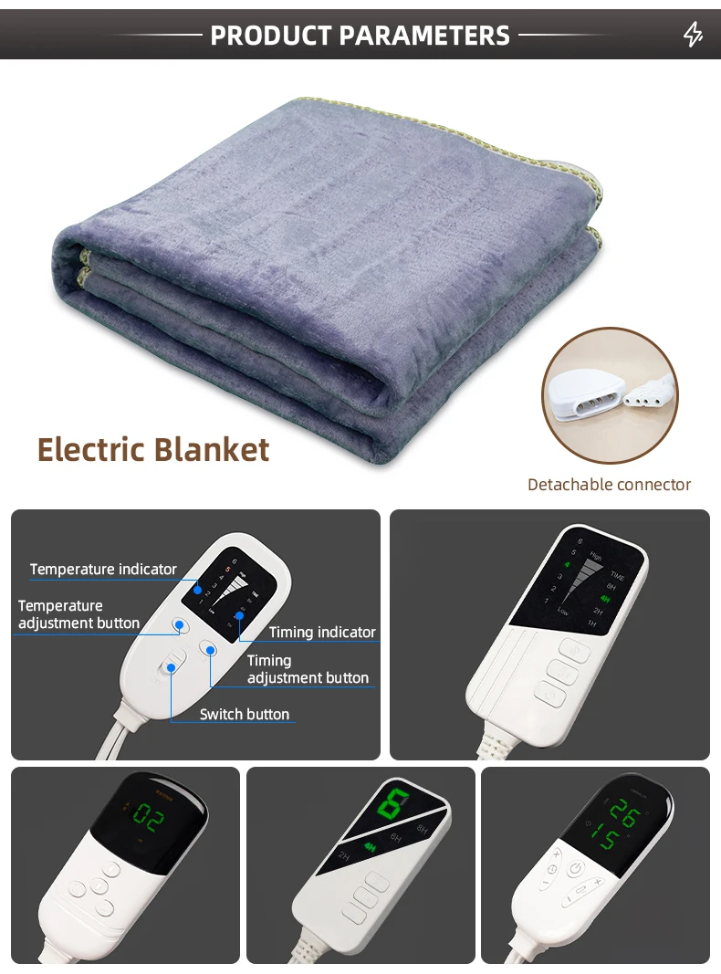 Washable Heated Blanket Uk Plug Smart Switch Solar Powered Electric