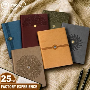Fast Delivery A5 Textured Pu Leather Customized Logo Embossed Hardcover Rotating Metal Decoration Durable Quality Luxury Journal