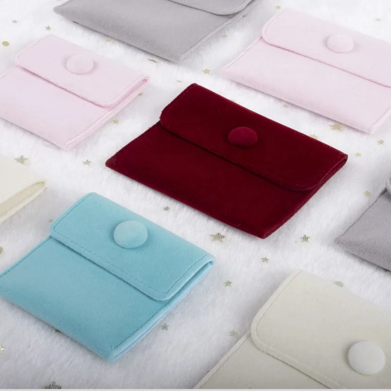 Small Earring Necklace Bracelet Ring Velvet Envelope Flap Packaging  Microfiber Custom Jewellery Bag Jewelry Pouch With Logo