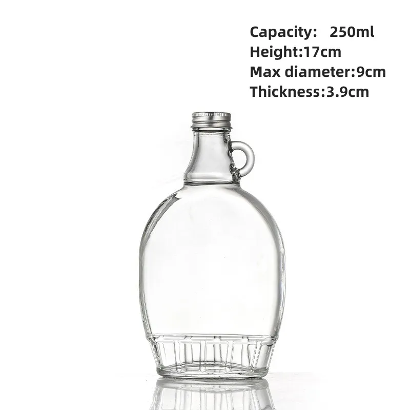 High Quality 150ml 250ml 500ml Thread Finish Empty Clear Flat Glass