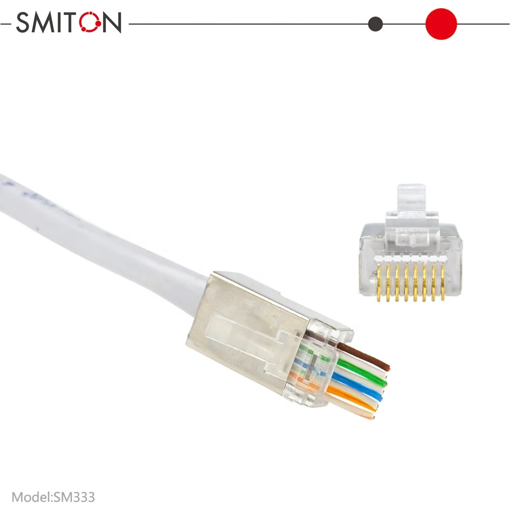 Pass Through Shielded Cat5 Connectors Rj45 Ends Ethernet Cable Crimp ...