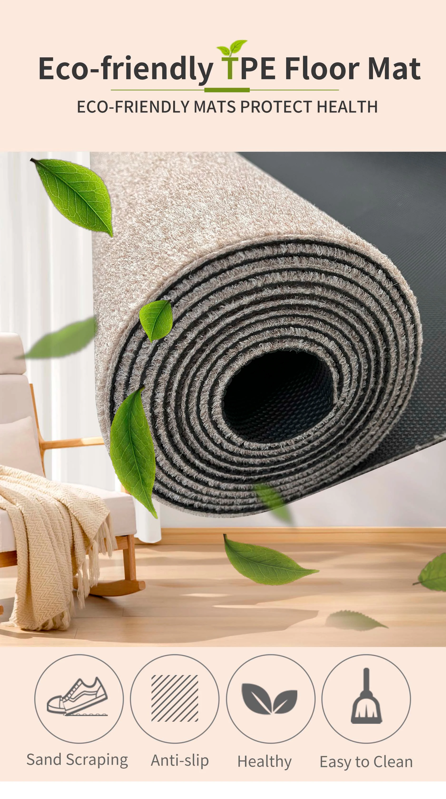 Polyester Nonwoven Non-Slip Waterproof Plain Rib Commercial Outdoor Use Exhibition Carpet with TPE Backing(图2)