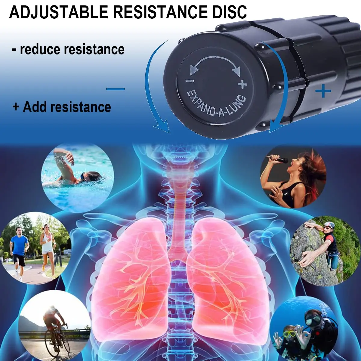 Lung Exerciser Device Enhance Athletic Performance Breath Trainer Freely Adjustable Resistance Oxygen Flow Breathing Trainer