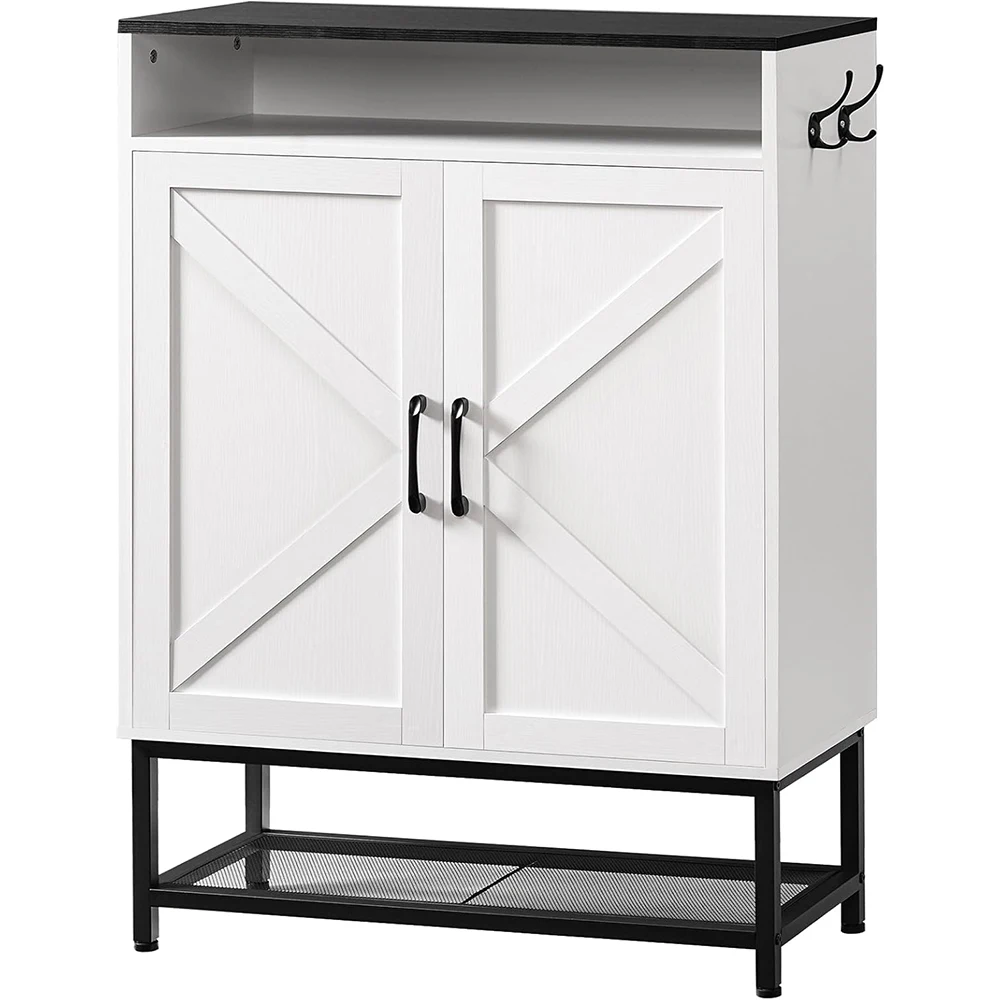 Farmhouse 6-Tier Shoe Storage Cabinet Entryway Freestanding Narrow Hidden Rack with Doors Shelves for Organizing Shoes Entrance