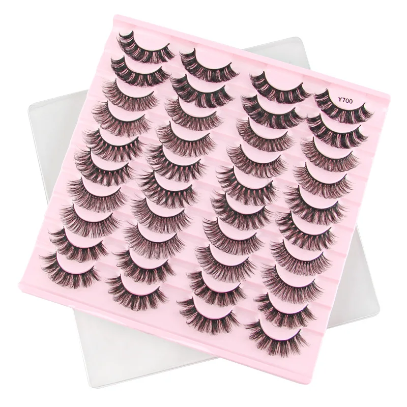 Hot Selling Wholesale Faux Mink Strip Eyelashes 20 Pairs Fluffy Natural ...