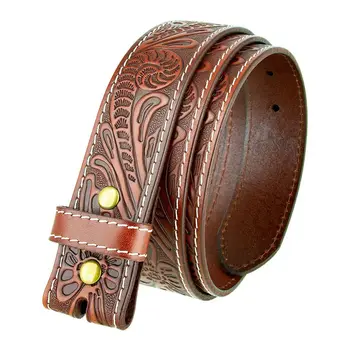 Western Floral Engraved Hand Tooled Full Grain Leather Genuine Leather Belt With Acorn Oak Leaf