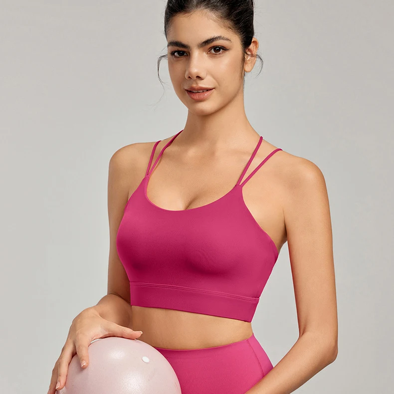 Women's Quick Dry Compression Sports Bra Adjustable Straps Cotton Padded Cross Back Reversible Lightweight Fitness Yoga XS XL