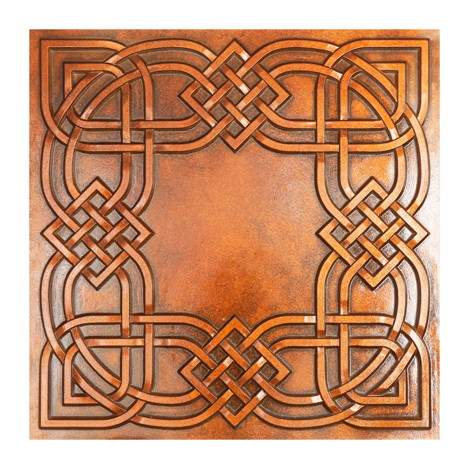 Faux tin ceiling tiles Art style 3D embossing wall panels PL61 archaic copper