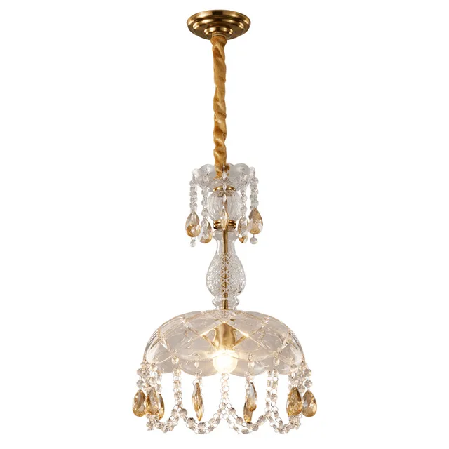 Ready to Ship French Style Bedside Pendant Light Bar Counter Hallway Entrance Nordic Small Crystal Glass Chandelier Lamp