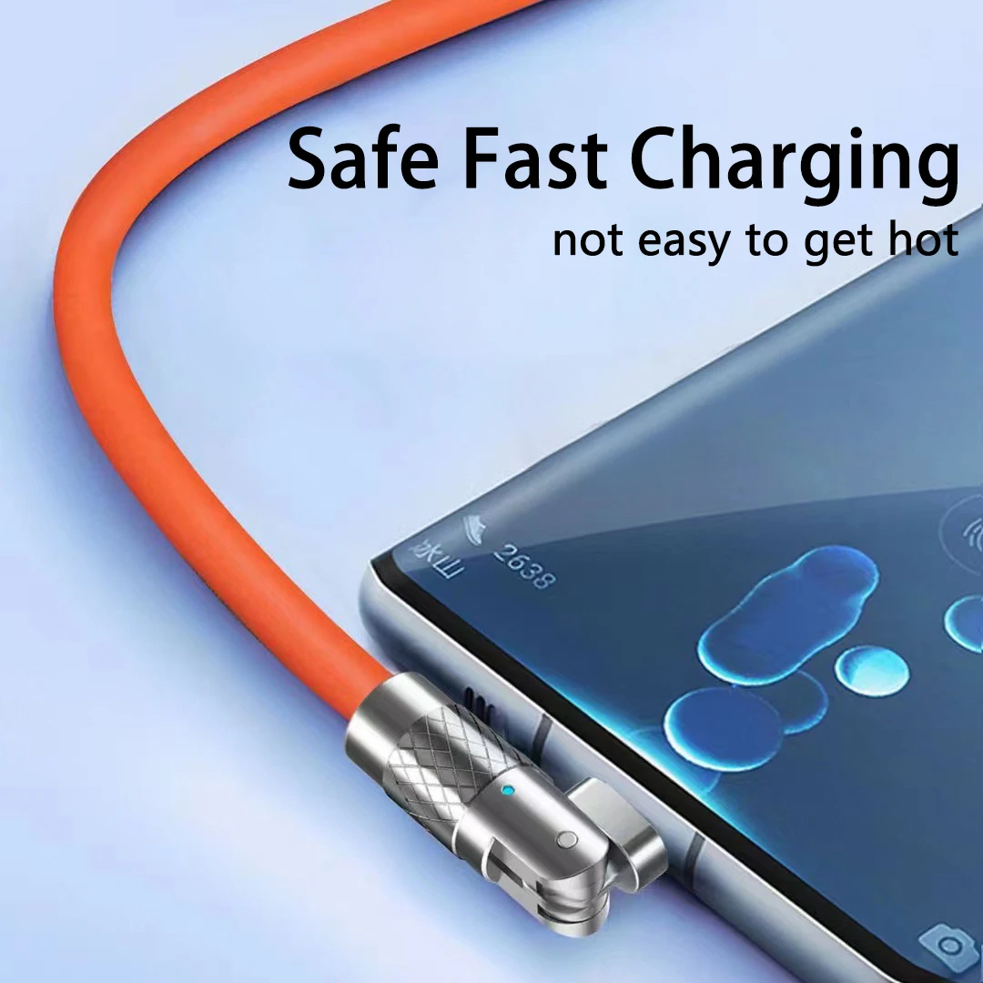 120w 6a Rotatable Super Fast Charging Cable Liquid Silicone Type C