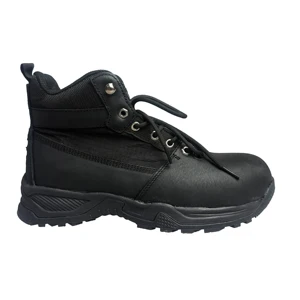 Black Anti Smash Waterproof Protect Toecap Full Grain Leather Work Shoes Women Safety Secure Mid Cut Shoes for All Season