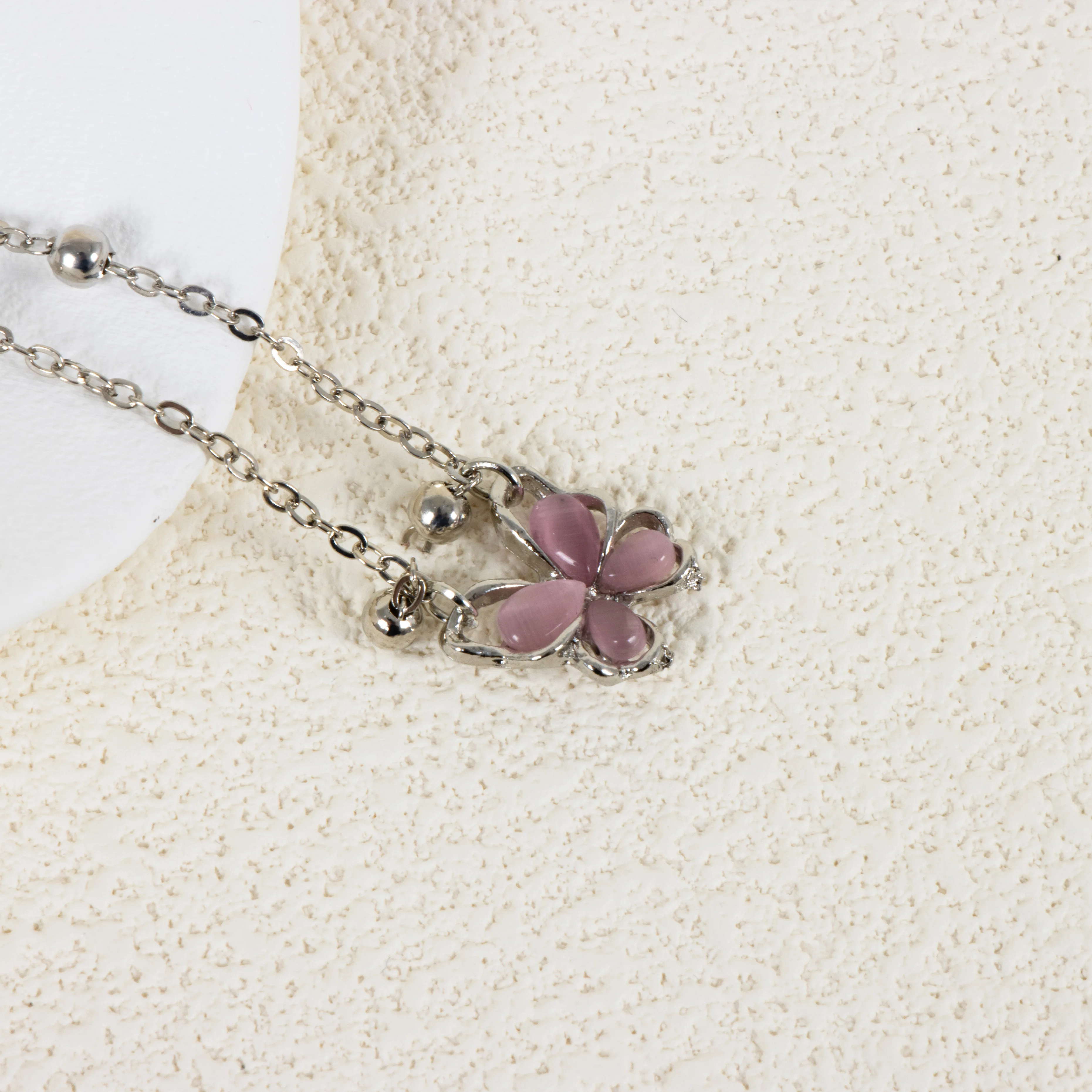 Strawberry Crystal Butterfly Pendant Necklace