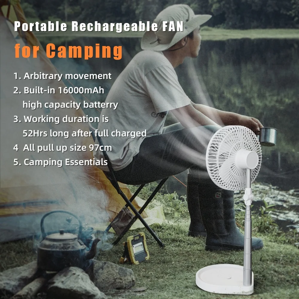 HEBRON Smart Home Folding Pedestal Fan with LED Light Adjustable and Rotatable Remote Control Table Mount for Household Use