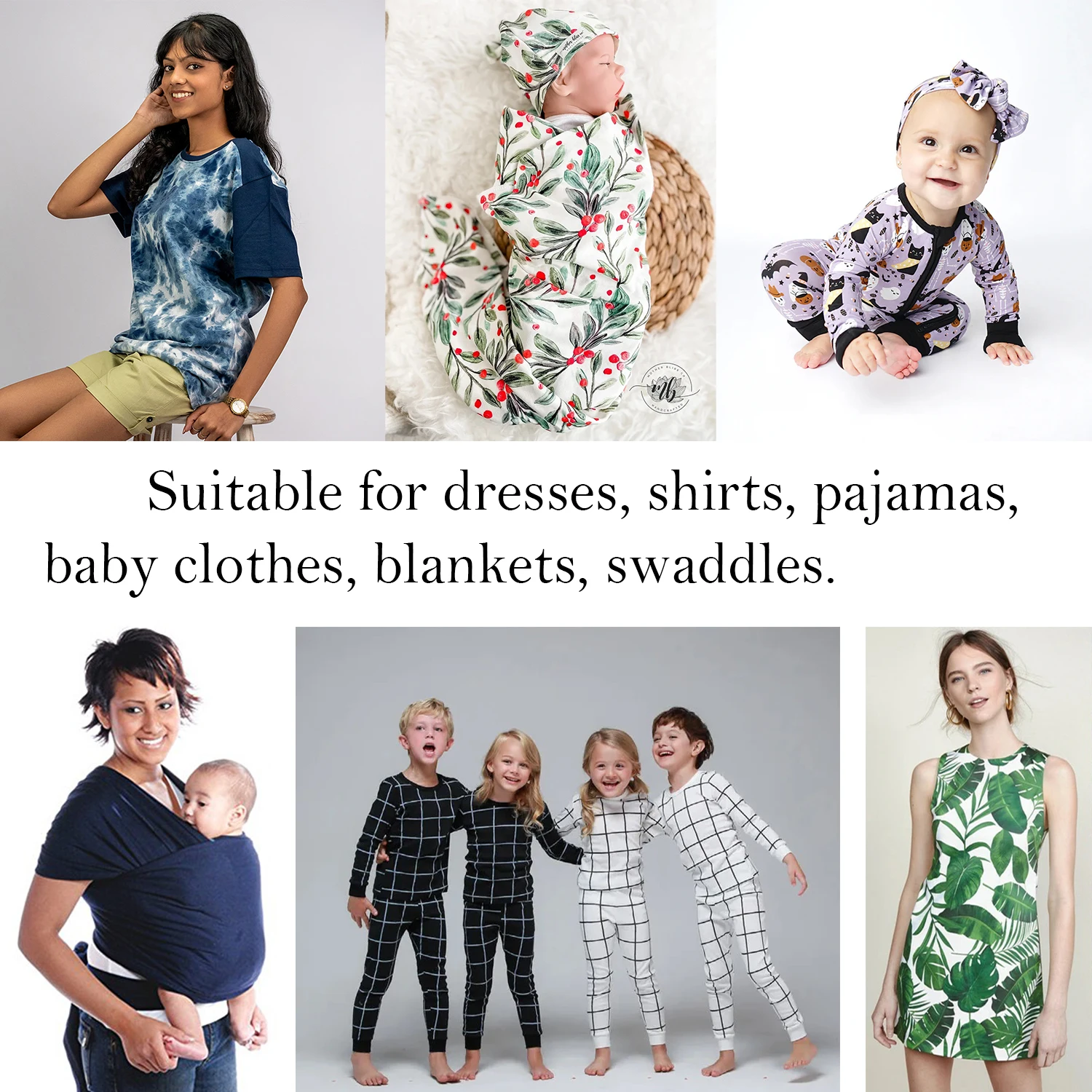 Hot Selling 250g 100% Organic Cotton Custom Printing Spandex Stretchy  Fabric Clothes for Pregnant Dress Shirt Baby Product