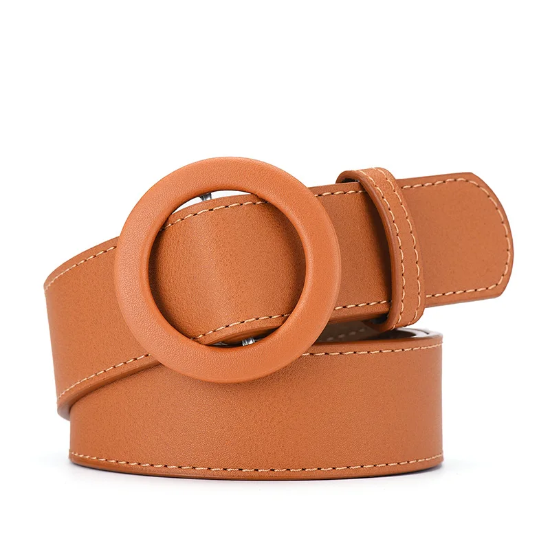 新品☆Round Buckle Leather Wide Belt Women Day Night Fashion Wide Black Elastic Waistband Belt