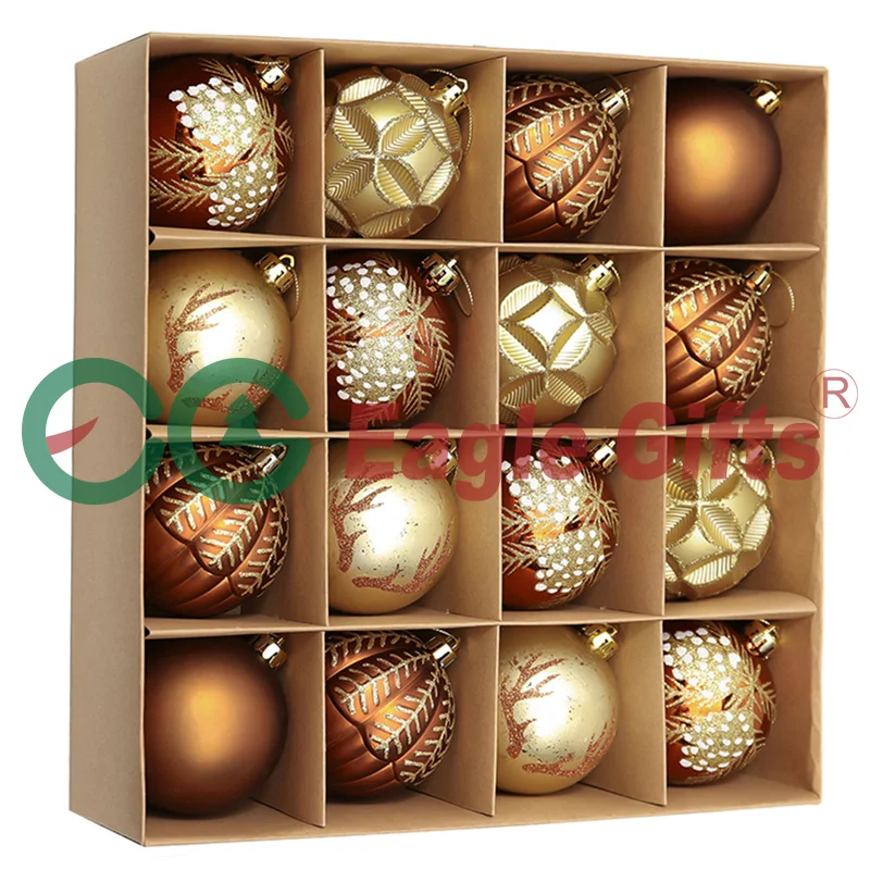Set di 16 palline di Natale infrangibili rosse, verdi e dorate per l