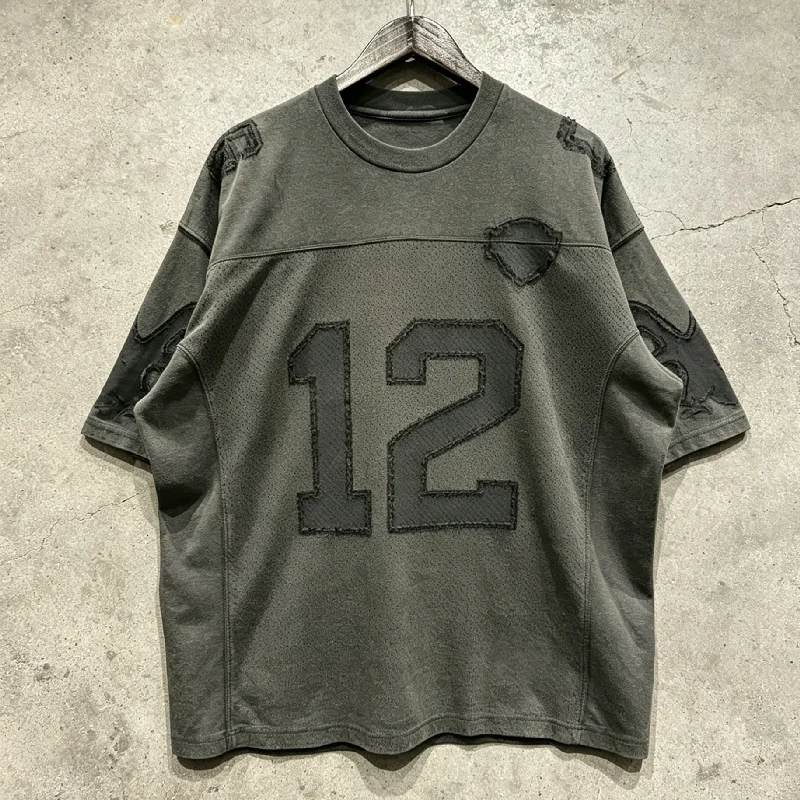 Applique Embroidery 180g Looped Pile Cotton Oversized O Neck Short Sleeve Men T Shirt Casual Loose Street Daily Wear Apparel gallery 5