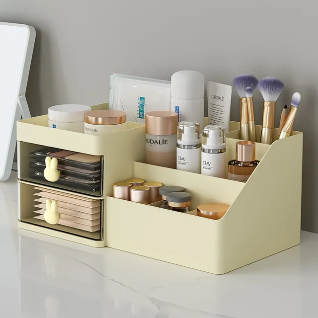 Plastic cosmetics storage box makeup holder drawer box pen holder desktop organizer drawer for office school home