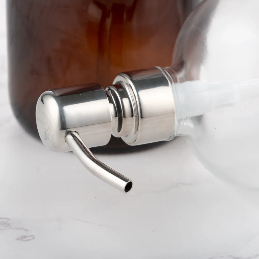 OEM Factory Accepts Frosted Clear Glass Soap Foam Pump Bottles Empty Cap and Bamboo Sealed Bottles with Pump Sprayer