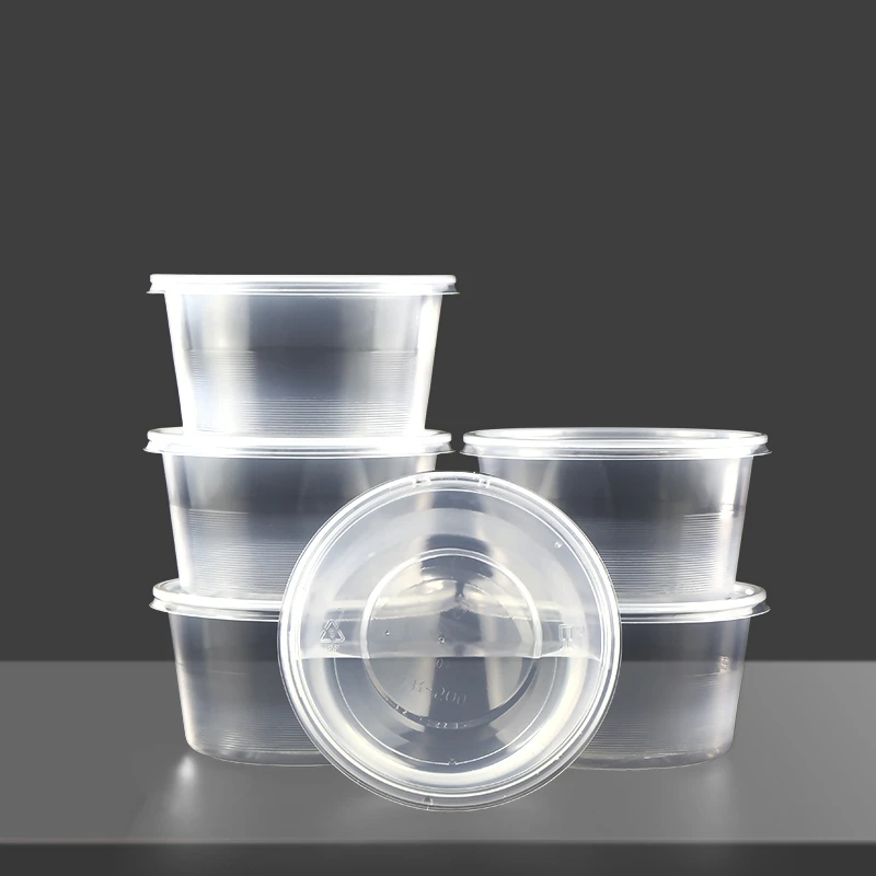 280ml 300ml 500ml Disposable Black Clear Sauce Cups Round Food Grade