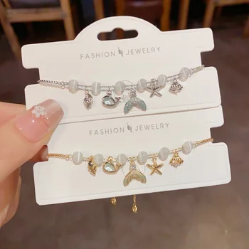 New Temperament Fashion Small Fresh Starfish Fishtail Beaded Bracelet Light Luxury Simple Versatile Design Hand Jewelry