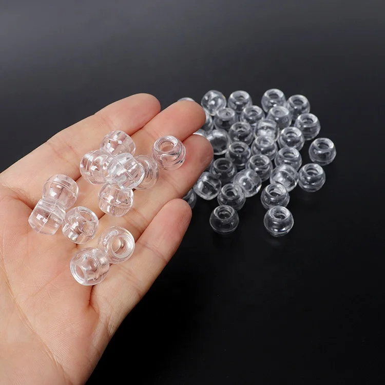 50PCS 12mm Transparent Clear Plastic Hair Beads for Dreadlock Hair