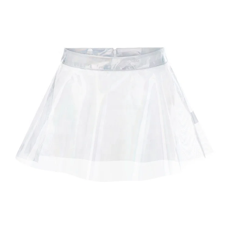 PVC Skirts Clear Transparent a Line Pleated Club DJ Dance Stage Live Show Women Sexy Skirt