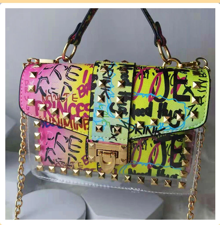 trendy bag famous brand crossbody purses and handbags luxury women graffiti jelly hand bags