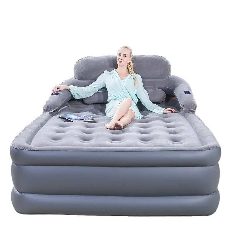 Customize Double High Bed Back Inflatable Mattress With Built in Electric Pump Self Inflatable Air Mattresses