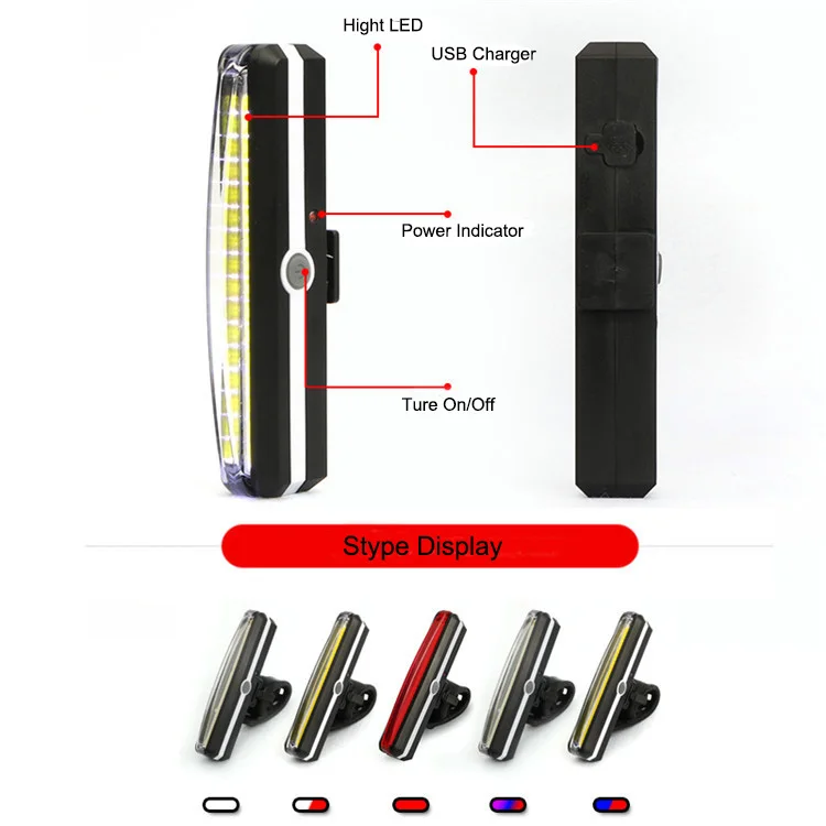 Hot Selling Rechargeable Waterproof Led Bicycle Light Set for Outdoor Bike Activities Warning Tail Light