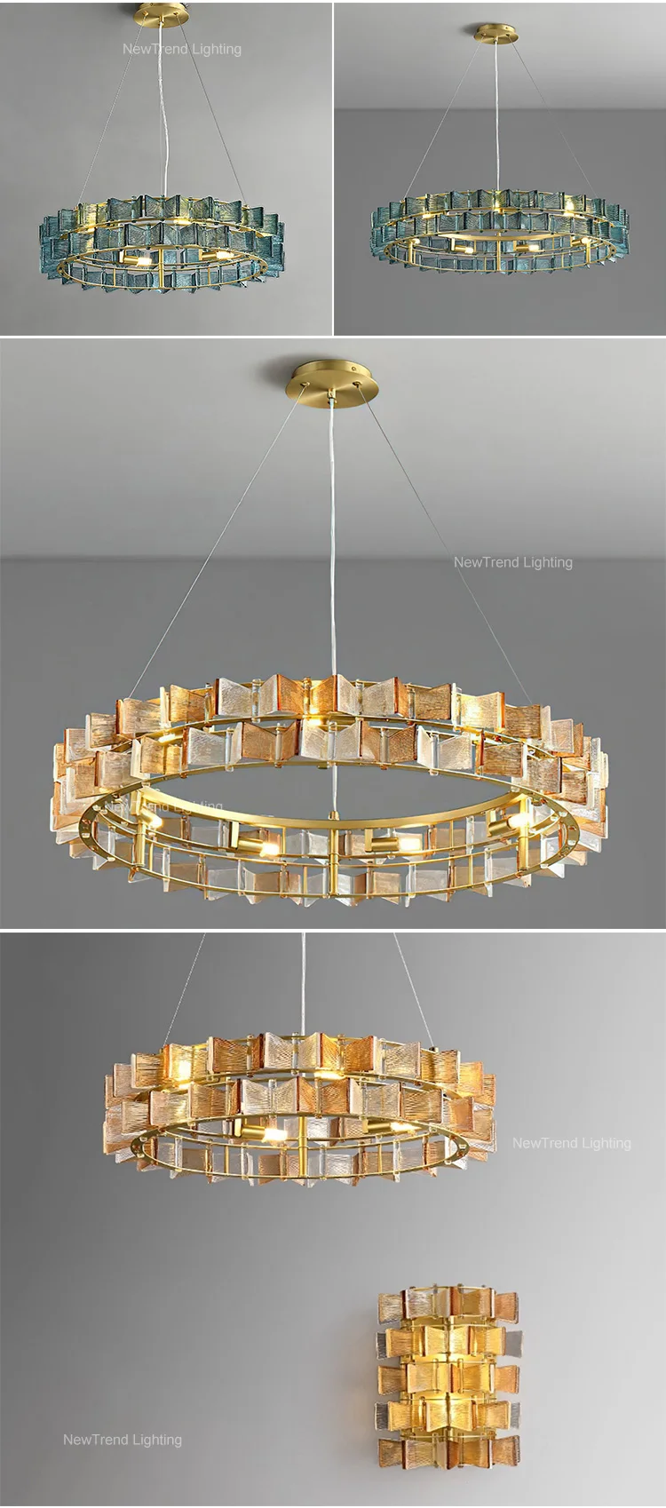 cpl 461 modern luxury murano glass ring chandelier  large led halo pendant light for living room led round pendant light-2
