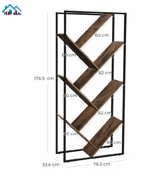 Industrial Storage Home Bookshelves Modern Wood Display Rack Vintage Cabinet Bookcase Book Shelves