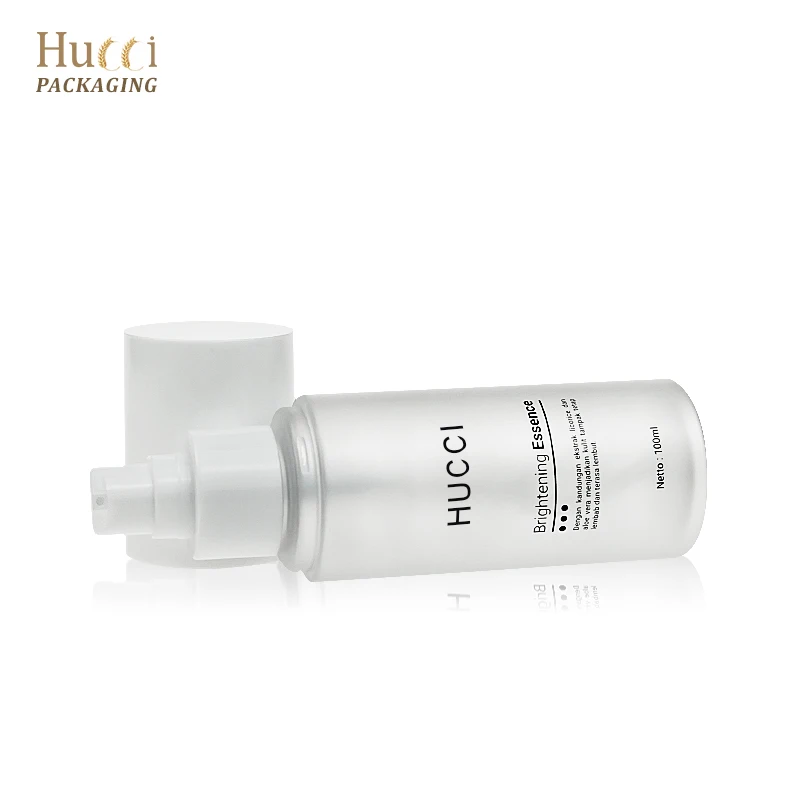 Custom 50ml 100ml White Cosmetic Packaging Empty Container Skincare Serum Brightening Essence Plastic Lotion PET Pump Bottle