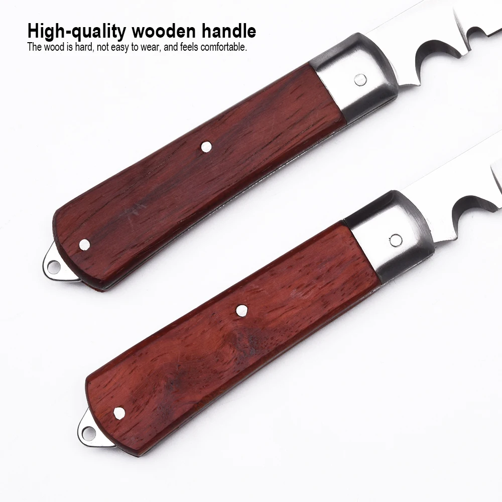 Professional Wooden handle curved blade electrician knife_Shanghai Harden  Tools Co., Ltd.