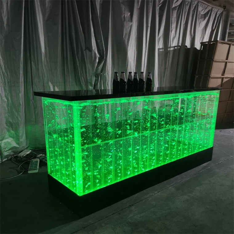 Customized Acrylic Water Bubble Fountain Led Bar Counter Design Plastic Rgb Led Light Modern Commercial Furniture High Bar Table Buy Wine Bar Counter Plastic Led Bar Counter Acrylic Led Bar Counter