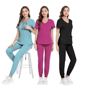 2026 Hospital Nursing Scrub Suits Stretch Spandex Breathable Medical Uniforms XL Size Knitted Fabric Scrubs