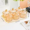 Soporte de hierro con disco ámbar de 6 compartimentos y tapa en forma de estrella