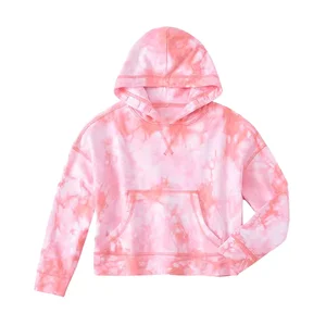 Customizable Spring New Design Tie Dye Girls Hoodies 100% Cotton Casual Children Hoodies With Pockets